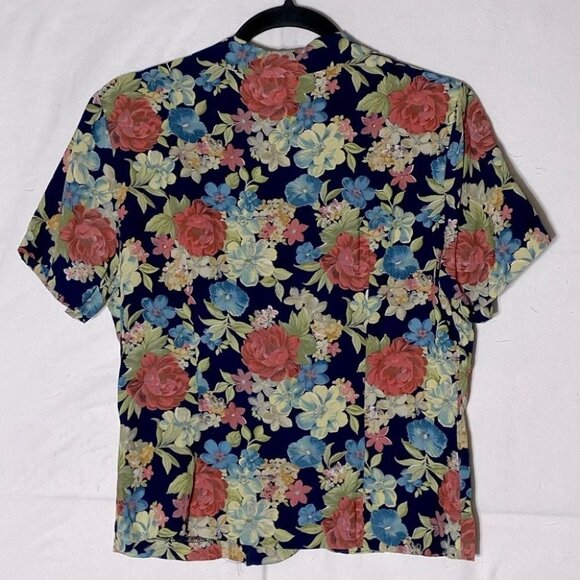 Vintage Braemar Floral Button Up Blouse L - Picture 10 of 11